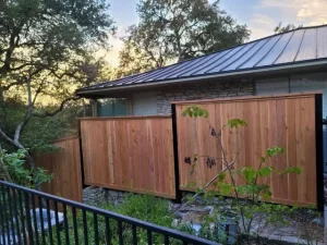 Backyard wood fence enhancing outdoor space privacy